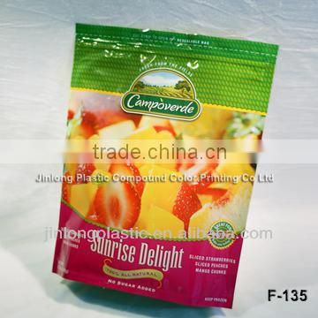 printed zipper strawberry packaging bag with zipper and bottom gusset