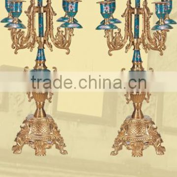 A pair of Imitation Antique gilt Brass five enamel Candle Holders JGLT-34A
