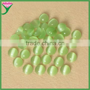 hot-sale products Grass green round cabochons flat back glass artificial cat eye gemstone