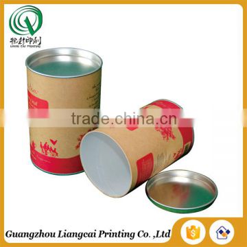 Customized vintage round shape recycled tin tea can paper cans to tea with airtight metal lid