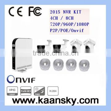 2015 kaansky new products 4ch poe ip camera kit 720p 960p 1080p optional