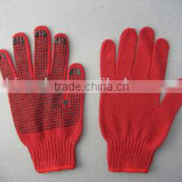 7g Red String Knit PVC Single Dotted Work Glove