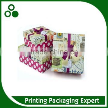 FANCY COLOR PRINTING NEW YEAR GIFT CARDBOARD CUSTOM HANDMADE GIFT BIX WITH DOUBLE RIBBON