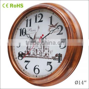 Solid wood modern wall clock with city clock dial