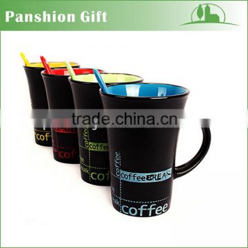 Custom ceramic coffee mug , ceramic coffee cup with spoon