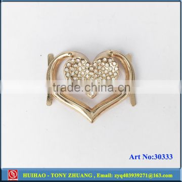 gold plating metal shoe buckle with rhinestone