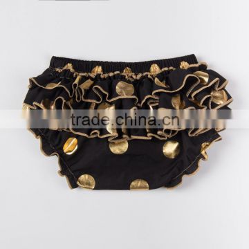 Wholesale price baby soft bloomer gold polka dot ruffle bloomer fancy design from Kapu