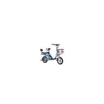 Blue Lithium Battery Ladies electric bicycle / E Scooter 16 Inch with Steel frame