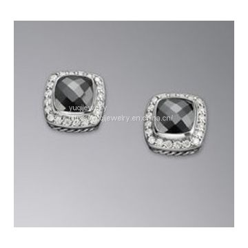 925 Silver 7mm Hematite Petite Albion Earrings(E-003)