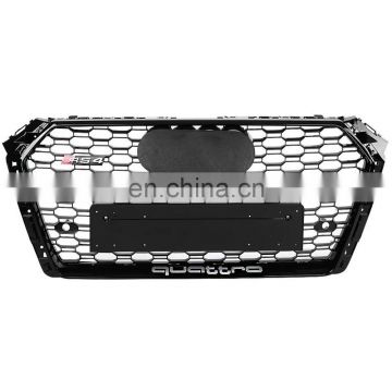 RS4 Style Front Bumper Grille Mesh Honeycomb Hood Grill 17-18 For Audi A4/S4 B9
