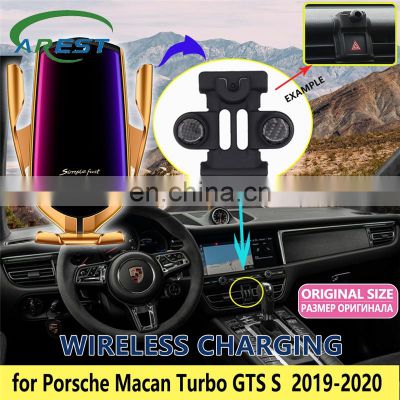 Car Mobile Phone Holder for Porsche Macan Turbo GTS S 2019 2020 Stand Bracket Wireless Charging Rotatable Support Accessories