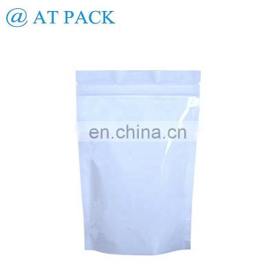 Customizable Design Resealable Food Packaging Reusable Window Plastic Storage White Mylar Bags