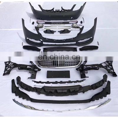 Front and Rear bumper assembly for Mercedes benz S-class W222 2014-2020 change to Maybach model Body kit with Grille rear lip
