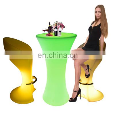 bar chair /16 colors led plastic high cocktail table and chair waterproof glow light bar night club furniture