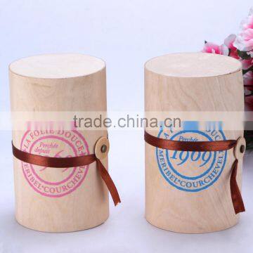 new style veneer box round tube wooden tea box