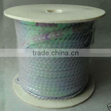 SINGLE STRAND 6MM SEQUIN TRIMMING, 6mm AB LIGHT PURPLE COL. , FOR SEWING USE 2 COLORS IN STOCK