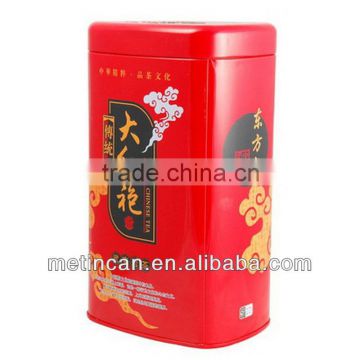 high rectangular tea tin box