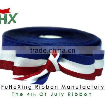 china wholesale 1 inch wide blue white red color french flag gingham ribbon custom