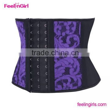 Hot selling lace cover steel boned waist trainer cincher