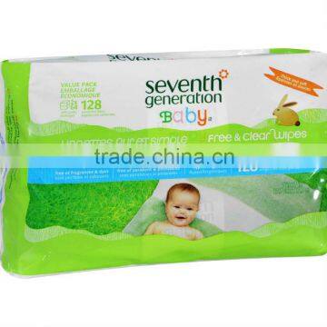 Seventh Generation Baby Wipes - Free and Clear Refill - 128 ct - Case of 6