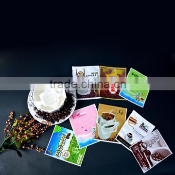 pet pe lamination heat seal triangle sealing food grade plastic instant coffee powder packaging bag with tear notch