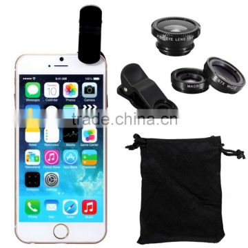 HOT SELL Universal Clip 3 in 1 Super Wide Angle Selfie Mobile Phone Camera Lens for iPhone 6 6Plus 5 5S 4S 4 HTC