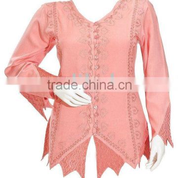 Gothic Embroidery Zig Zag Peasant Ladies~Woman~Girls Top Blouse