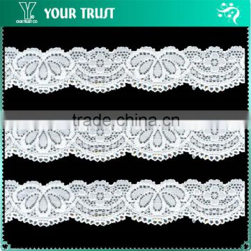 Width 3.3 Centimeter Wave White Stretch Trimming Spandex Elastic Lace