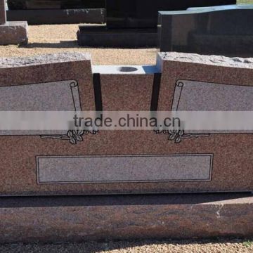 Good Quality Wing Style With Notch Vase Whole Pink Color Granite Headstone