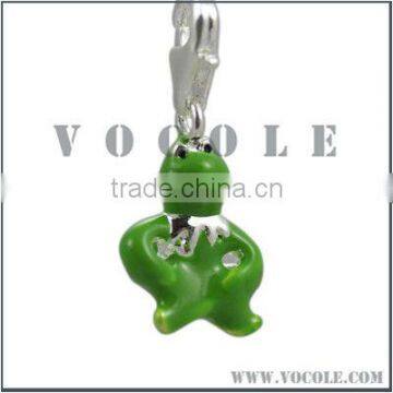 novelty green frog shape pendant silver jewelry pendant