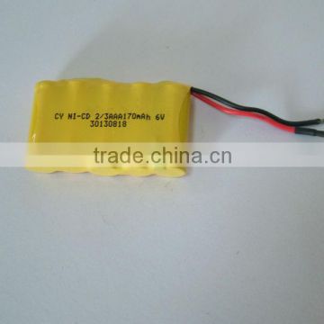 UL,CE approved !CYCLEENPO NI-CD 2/3AAA 6v rechargeable battery 170mah 6V NI-MH battery for LED lamp for flash light