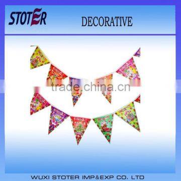 Newest Design Hanging Decorative PVC Triangle Bunting Flags For Christmas