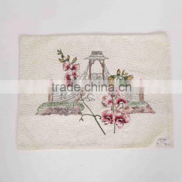 Chinese Garden Style Embroidery Cotton Canvas Decorative Cushion Cover