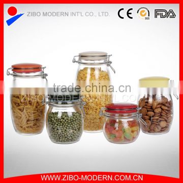 Good Quality Set 5 Cheap Glass Jars Bulk Airtight Lid Food Square Jar