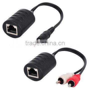 Bi Directional 3.5mm Stereo to Red White Stereo Audio over Cat 5 Balun TX/RX Pair