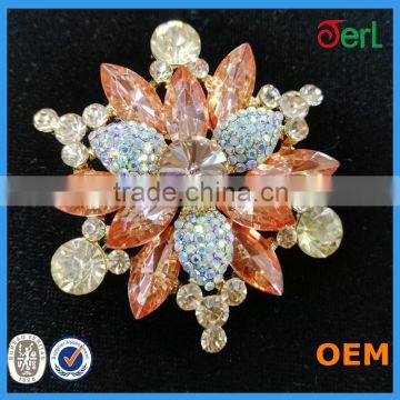 Fashion zinc alloy decoration women's gold plated crystal multicolored sunflower rhinestone brooch pin