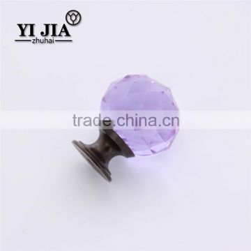 purple color round crystal glass cabinet kitchen pull