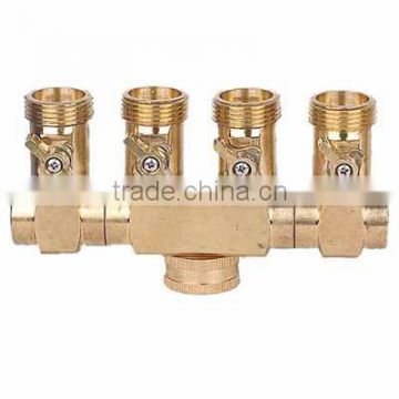 Solid brass EU standard quick hose connector 1/2" 5/8" 3/4" hose regular high quality big quantity Brass 4-way tap connector
