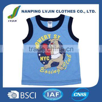 Newest Arrival sleeveless blue Baby Toddler Clothes Printed Cartoon Dog Baby Clothing
