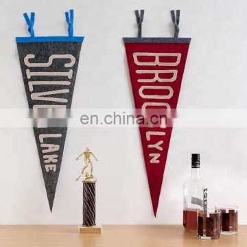 Factory price triangle banner customized hanging silk screen printing felt pennant flag