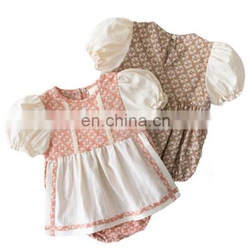 New Summer Baby Girl Bodysuit Fashion Flowers Bodysui Tidyllic Apron Floral Forest Plaid Skirt High-end Go Out Romper Dress