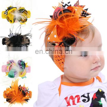 Baby Halloween Hair clips Girl Feather Bowknot design Barrettes Hair Accessories
