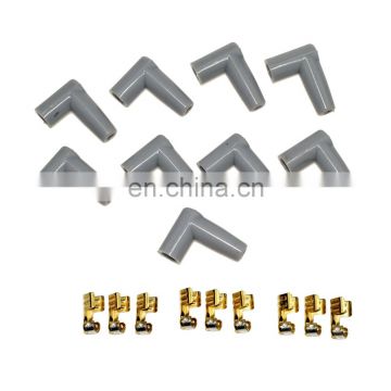 Ignition HEI Distributor End Spark Plug Wire Terminals Rubber Boots Stainless Steel Connector 8MM Plug Universal