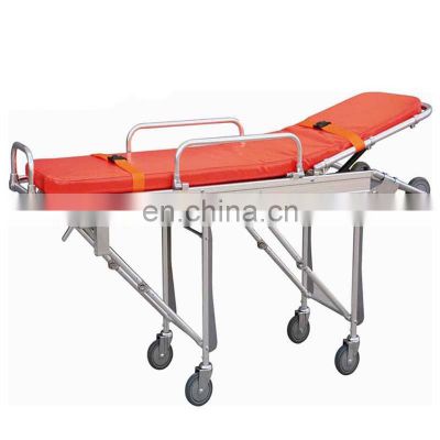 Hot sales Hospital Aluminum Alloy Foldable Ambulance Stretcher Trolley
