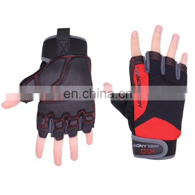 HANDLANDY Flexible Pigskin Leather Palm Half Finger Mechanic  Breathable Work Safety Gloves For Men Women