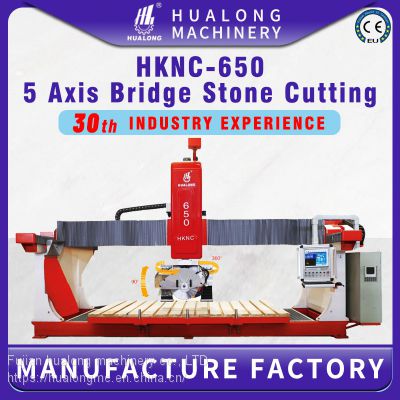 Hualong machinery bridge stone cutting machine Hknc-650 5 Axis cnc saw Granite slab cutting machine
