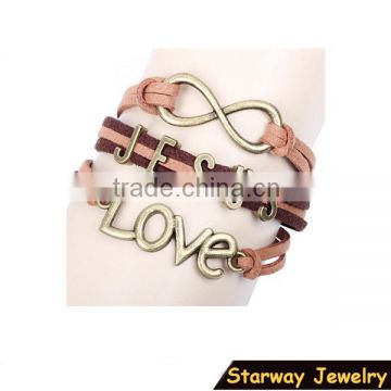 >>New arrival Christian infinity LOVE Jesus leather bracelet/