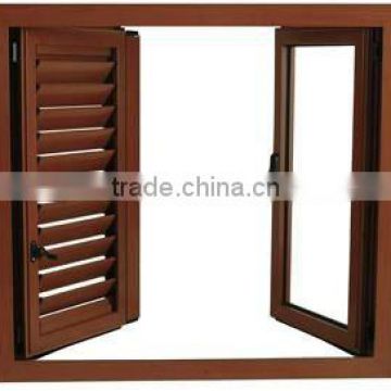 wood grain aluminum opening shutter windows casement jalousie window in guangzhou factory