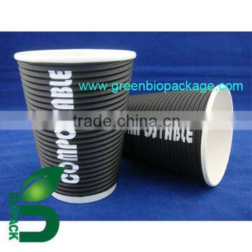 Disposable PLA Corrugated paper cup with pla coating-12oz