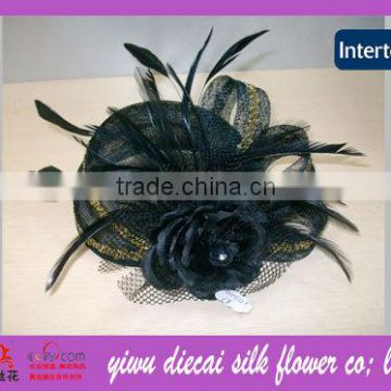 2013 High quality feather/flower decorated sinamay church hats